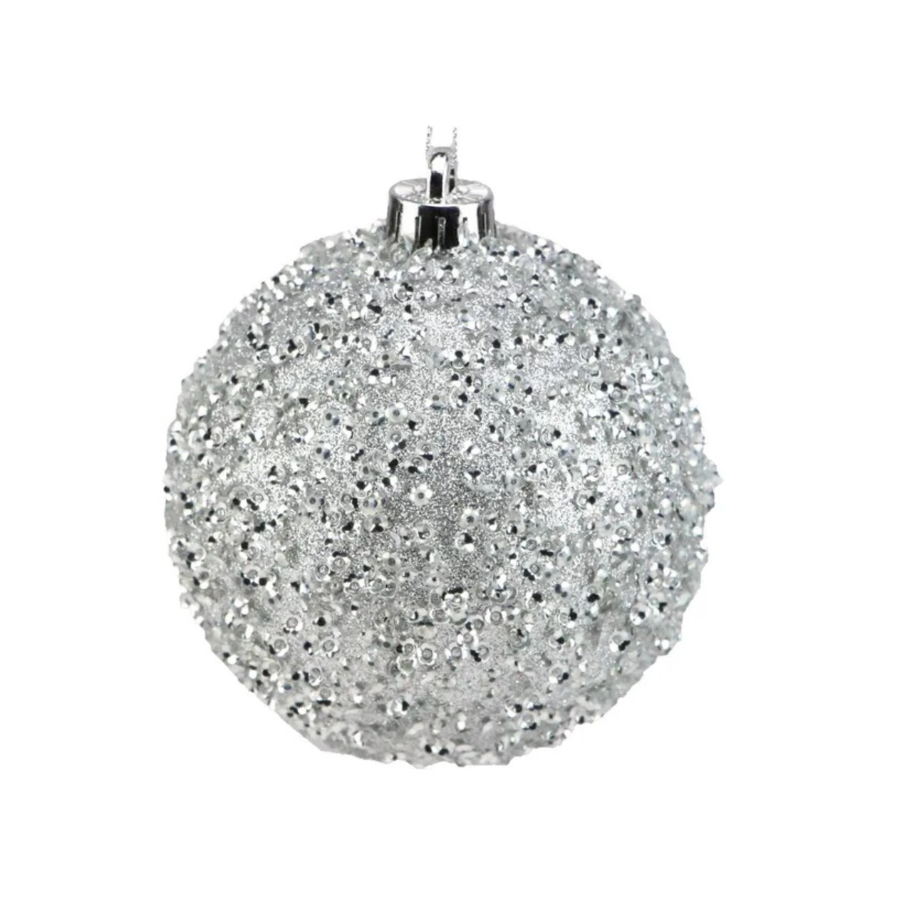 Silver Glitter Christmas Ornament | 120MM Sequin Shatterproof Ball-XY881626